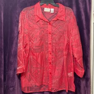 Alfred Dunner, Peach, sheer, lightweight blouse. Great worn as a cover up!